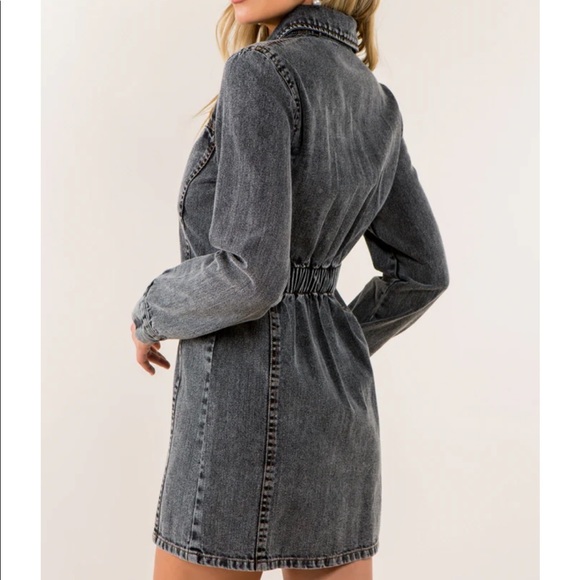 NWOT Washed Button Down Denim Shirt Dress - Picture 3 of 9